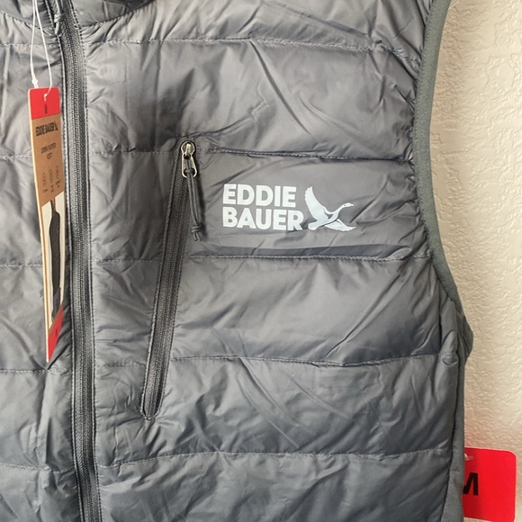 Eddie Bauer Men’s Down 550 Puffer Vest Zipper Gray Medium - Picture 2 of 5